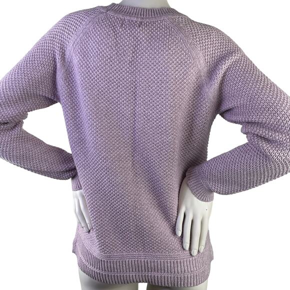 Old Navy Lilac Crew Neck Loose Knit LS Sweater Side Slits Ribbing Variations S M - Picture 6 of 13